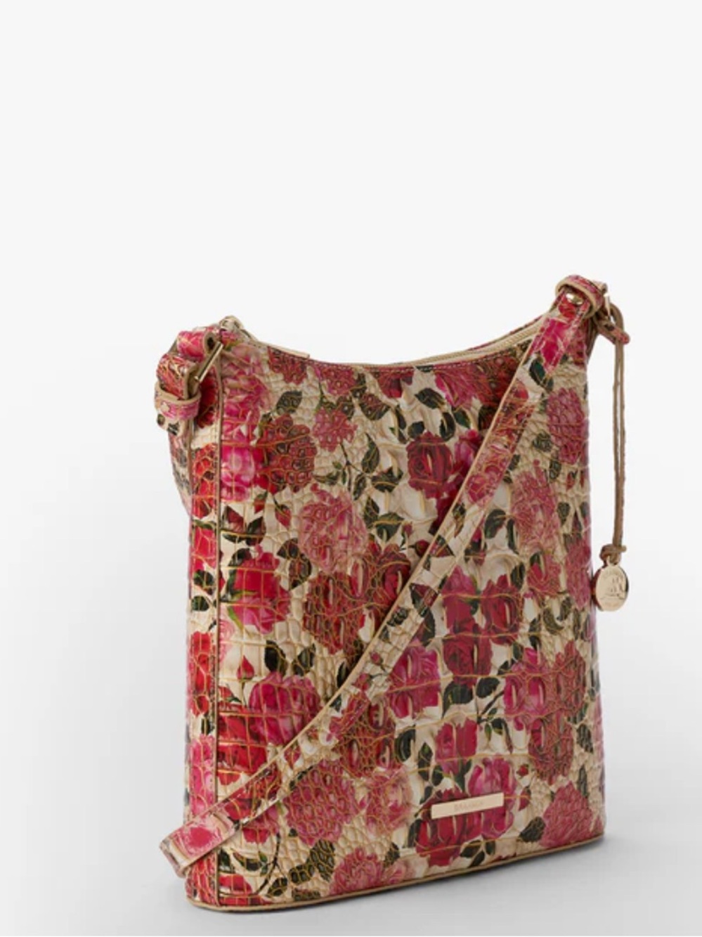 NWT❣️ Brahmin Floral Embossed Crossbody Bag in Pink & Cream - Picture 3 of 5